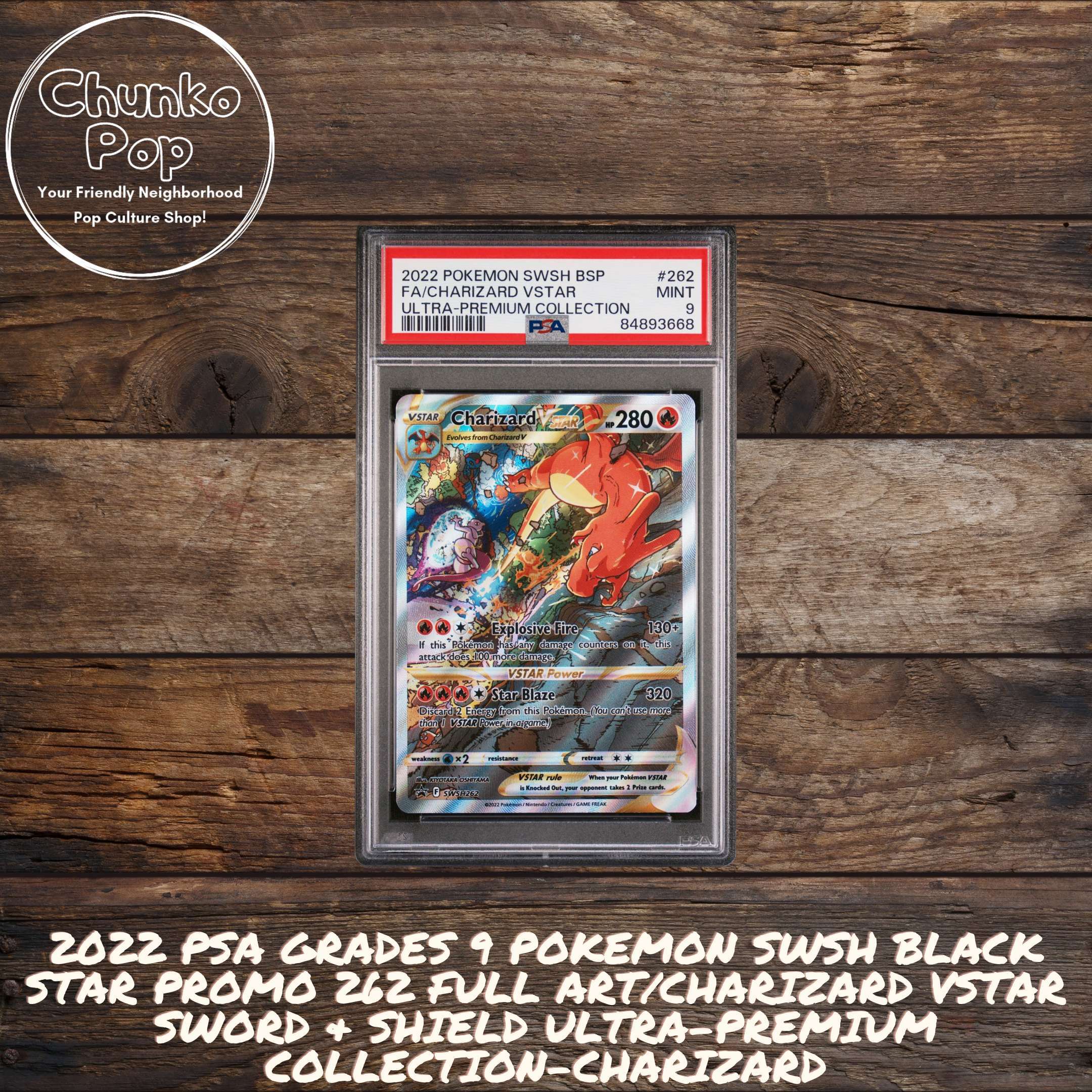 2022 Pokemon store Charizard Vstar SWSH Promo 262 F/A Ultra Premium Collection PSA 9